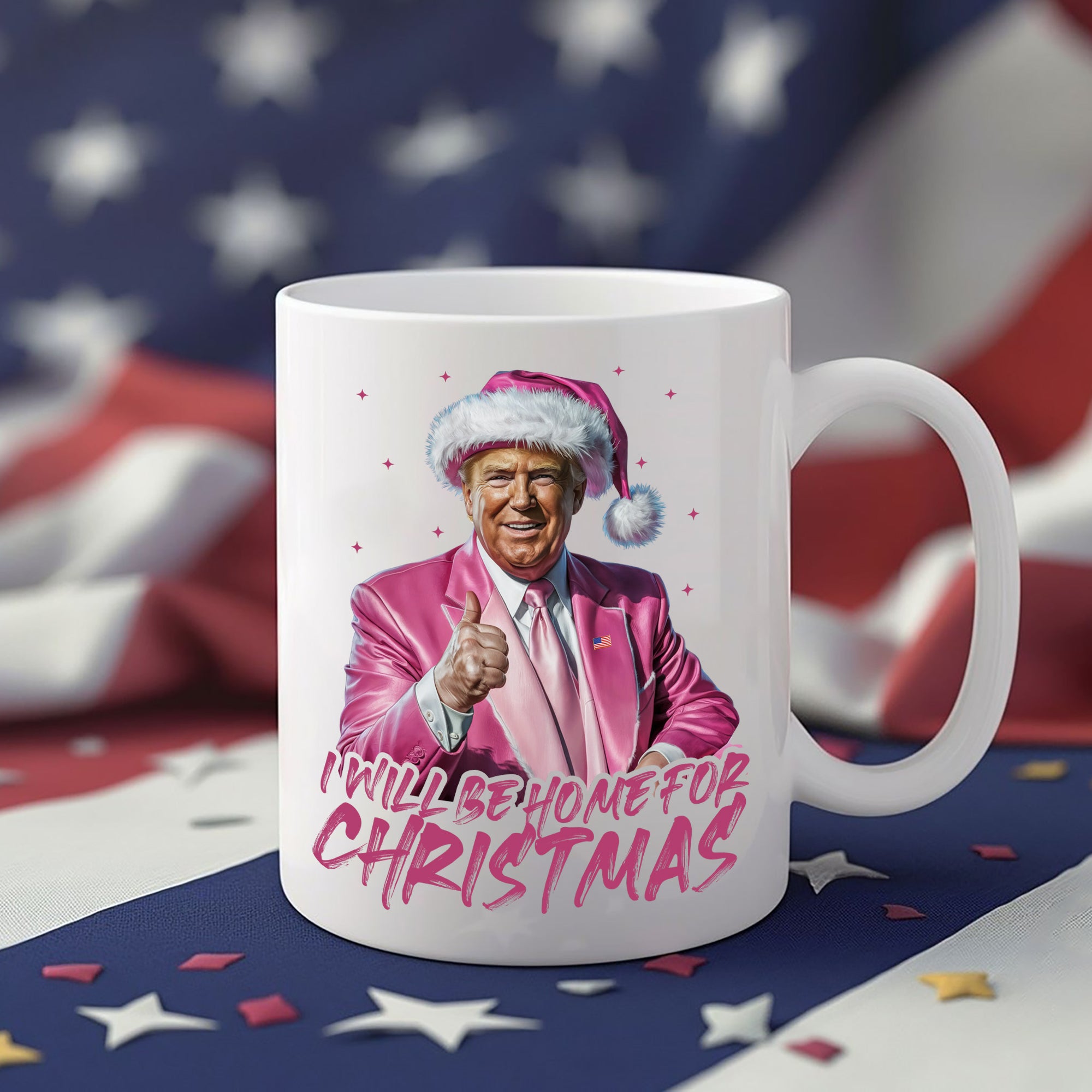 I'll Be Home for Christmas Trump With Santa Hat Mug HA75 63643