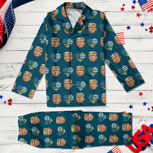 Custom Trump Face Photo Thin Line Flag Pajamas TH10 64155