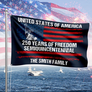 Custom Family Name USA 250 Years of Freedom House Flag | Semiquincentennial Patriotic HO82 901106
