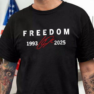 Freedom Red Signature Charlie Kirk Tribute 1993-2025 Dark Shirt CH07 67592