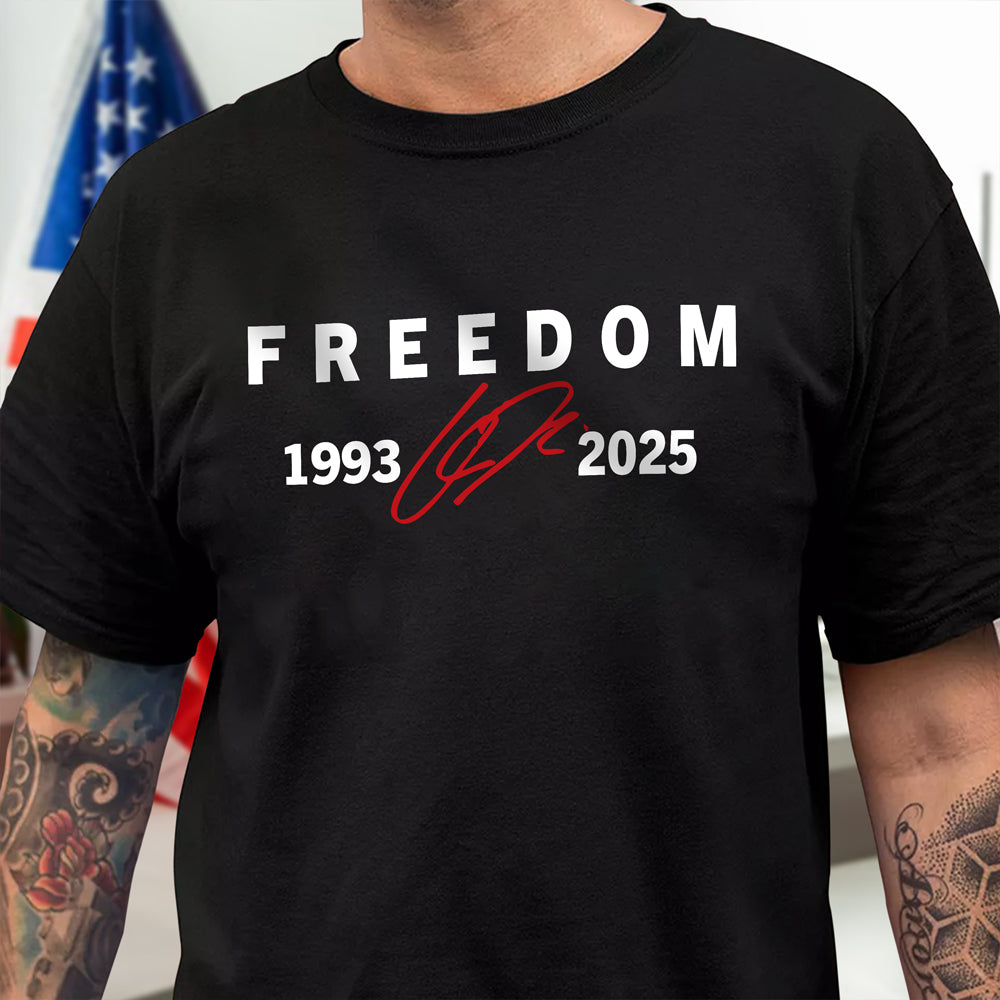 Freedom Red Signature Charlie Kirk Tribute 1993-2025 Dark Shirt CH07 67592