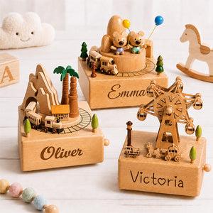 Personalized Kid Name Engraved Wooden Music Box Baby Shower Gift Birthday Gift for Kids CH07 180110