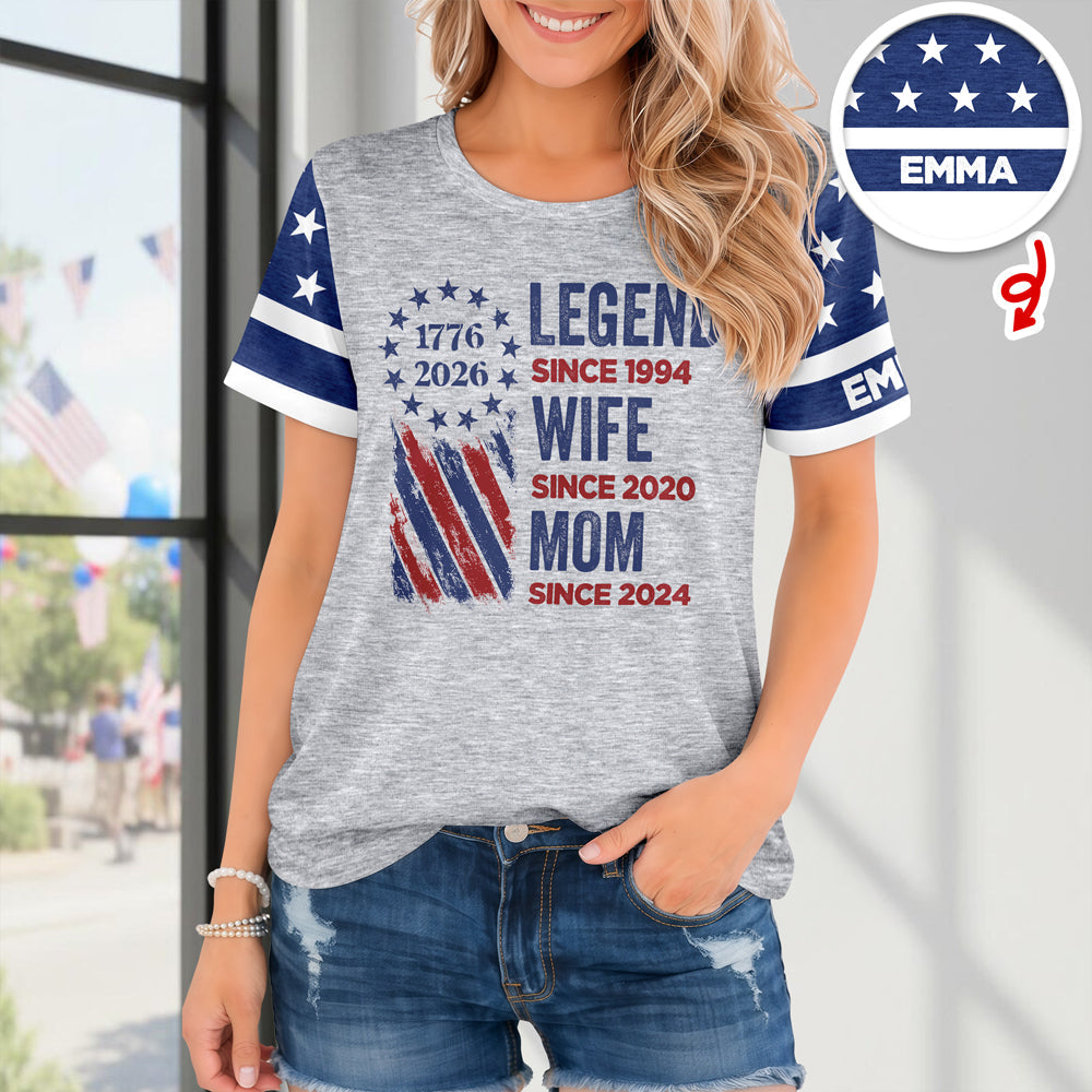 Personalized Legend Wife Mom With 250th Years Of Freedom Anniversary 3D Shirt, Gift For Mom, Mother's Day, America 250 HO82 901350