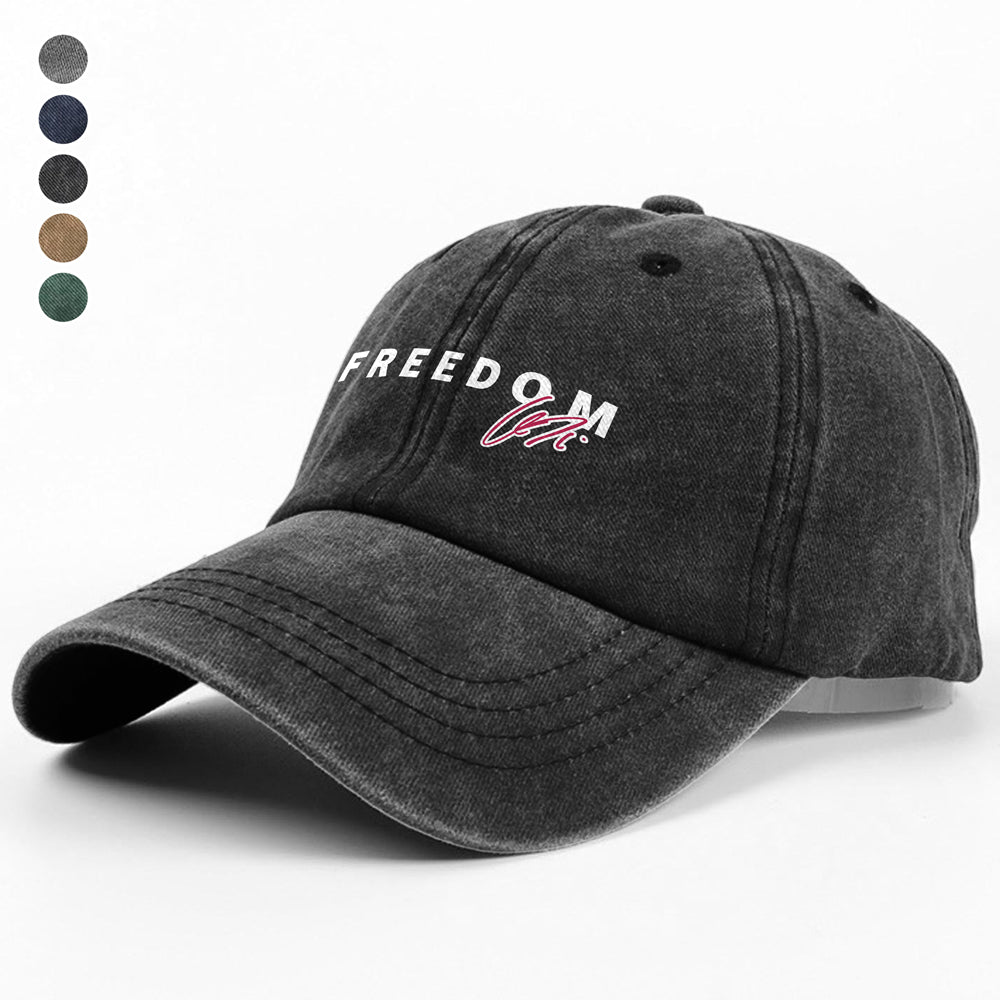 Charlie Kirk Signature Freedom Washed Denim Baseball Cap Remember Charlie Kirk Gifts CH07 67556