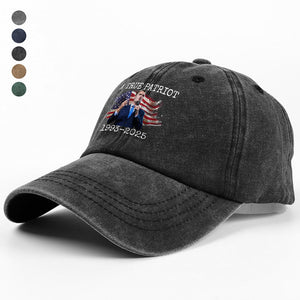 A True Patriot Charlie Kirk Memorial Washed Denim Baseball Cap CH07 67456