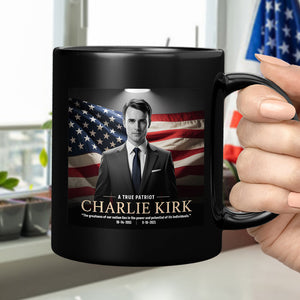 A True Patriot Charlie Kirk Memorial Black Mug CH07 67388