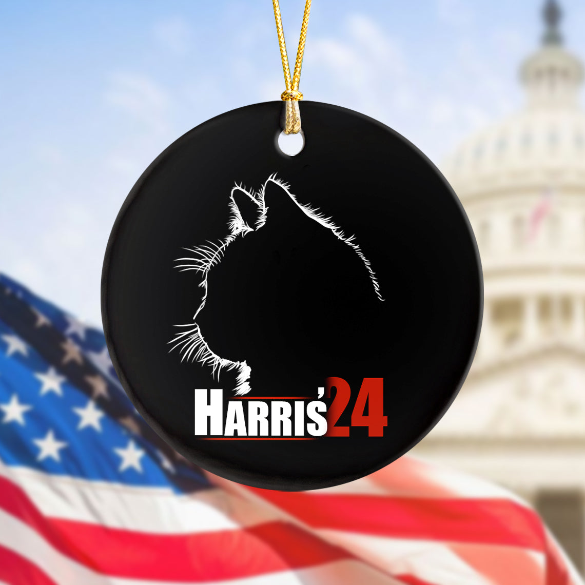 Harris Walz 2024 Kamala Cat Ceramic Ornament TH10 63401