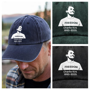 Charlie Kirk Memorial Freedom Washed Denim Baseball Cap CH07 67614