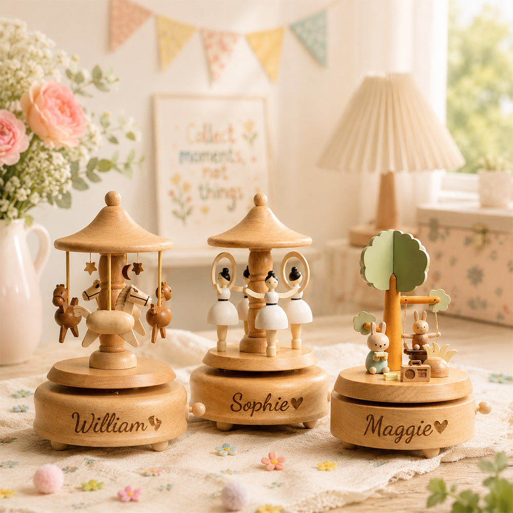 Personalized Kid Name Engraved Wooden Music Box Baby Shower Gift Birthday Gift for Kids CH07 180110