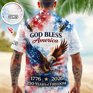 Custom Name Patriotic 250th Anniversary God Bless America Eagle 1776–2026 Hawaii Shirt HO82 901214