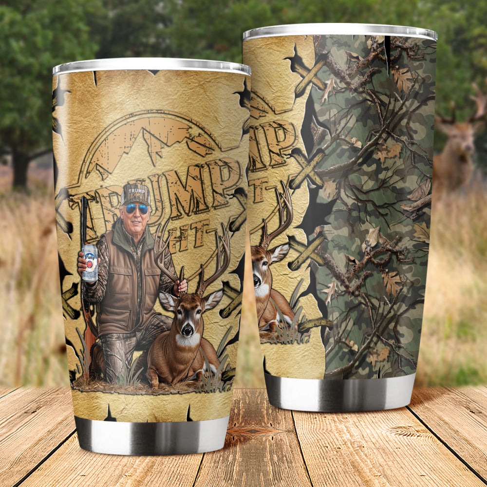 Custom Trump Deer Hunting Photo Laces Style Fat Tumbler N304 TH10 64133