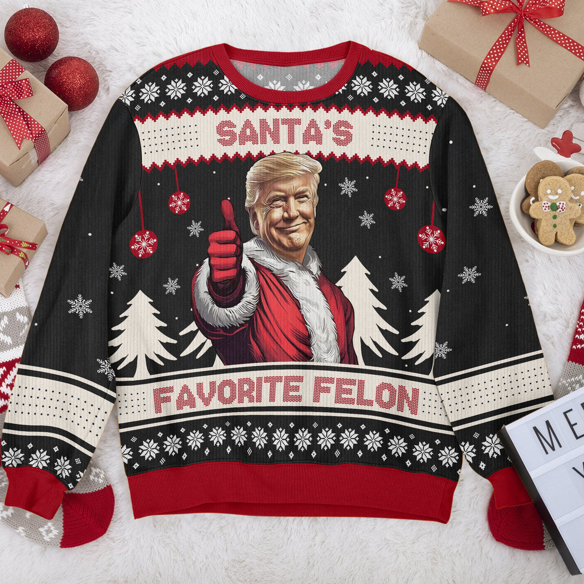 Santa's Favorite Felon Donald Trump Ugly Sweater TH10 N369 64089
