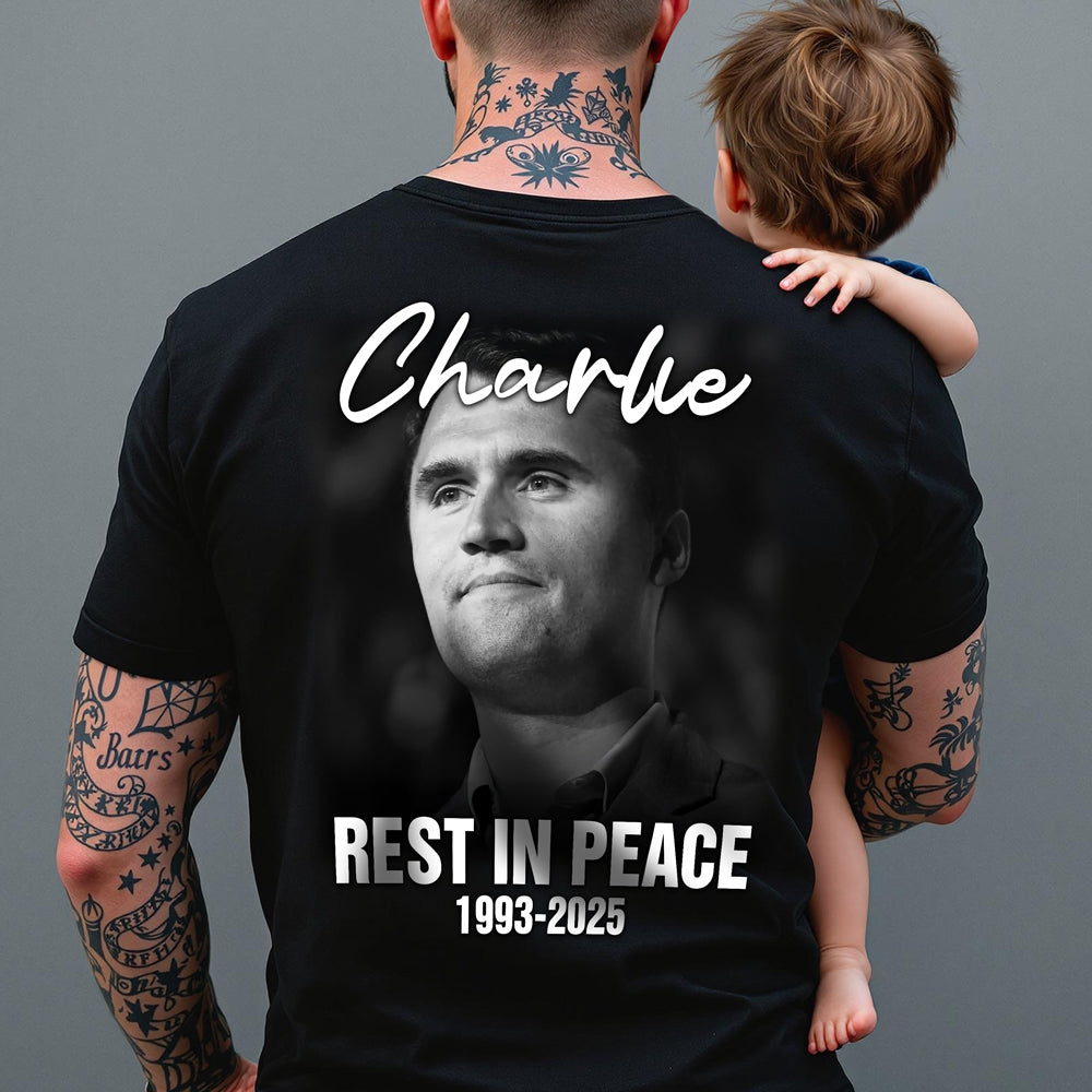 Rest in Peace Charlie Kirk Memorial 1993–2025 Back Side Dark Shirt CH07 67496