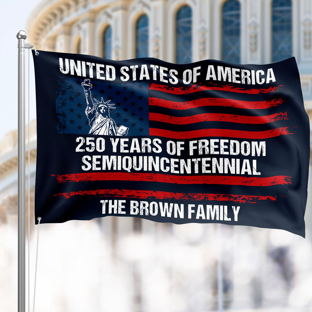 Custom Family Name USA 250 Years of Freedom House Flag | Semiquincentennial Patriotic HO82 901106