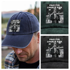 Pray For Charlie Kirk Washed Denim Baseball Cap CH07 67466