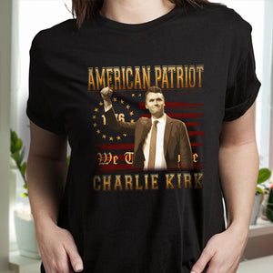 American Patriot Charlie Kirk RIP USA Flag Dark Shirt CH07 67738