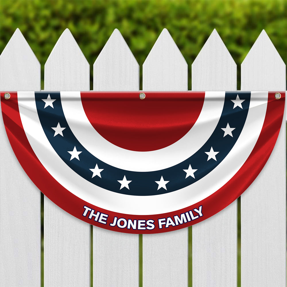 Custom Family Name America Non-Pleated Fan Flag TH10 896433