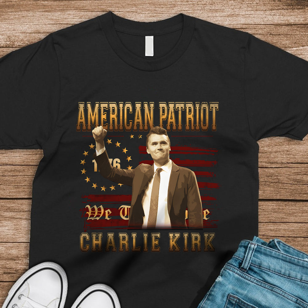 American Patriot Charlie Kirk RIP USA Flag Dark Shirt CH07 67738