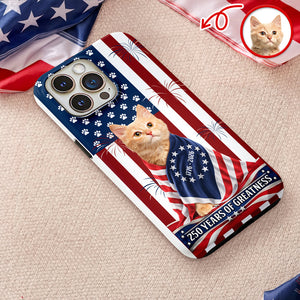 Custom Photo My Dog, Cat Loves America 1776-2026 Patriotic Phone Case HO82 901206