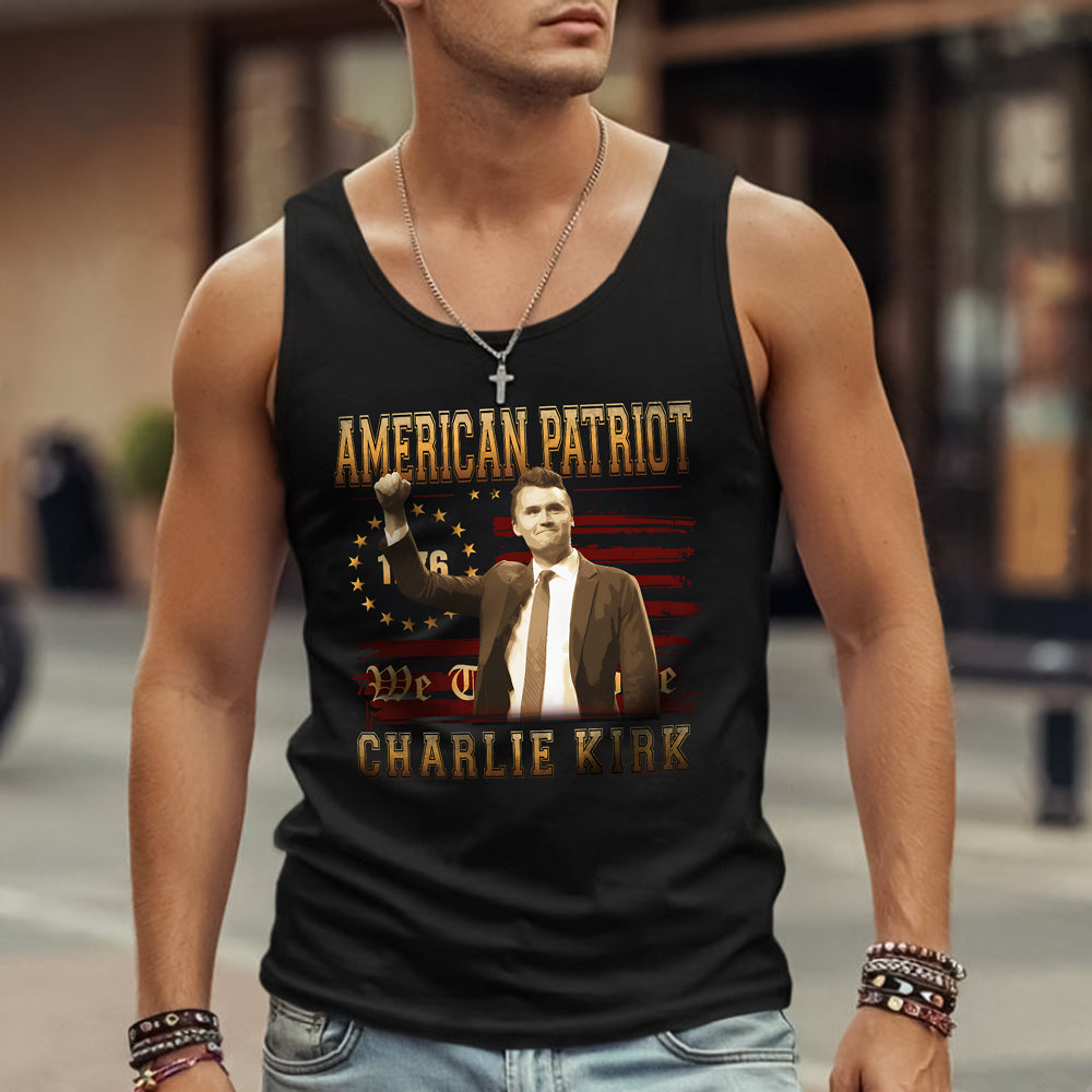American Patriot Charlie Kirk RIP USA Flag Tanktop CH07 67362