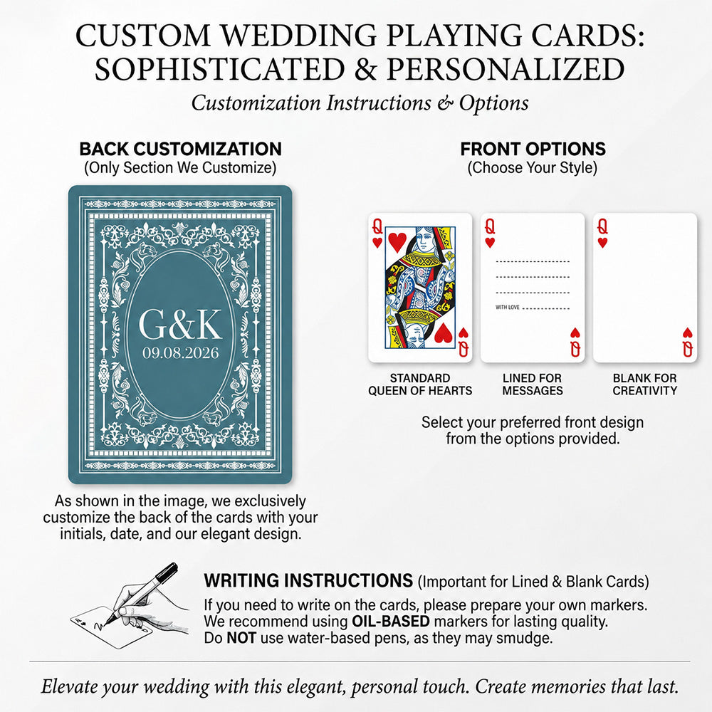Custom Wedding Playing Cards Deck Personalized Wedding Guest Book Alternative, Newlywed Gift CH07 180028