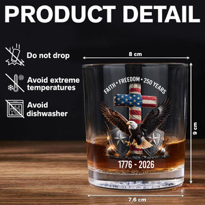 250 Years of Freedom Eagle Patriotic 1776 - 2026 Whiskey Glass HO82 901274