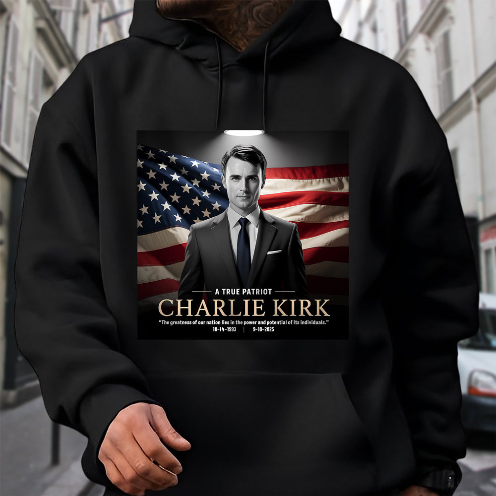 A True Patriot Charlie Kirk Memorial Dark Shirt CH07 67382