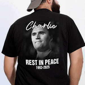 Rest in Peace Charlie Kirk Memorial 1993–2025 Back Side Dark Shirt CH07 67496
