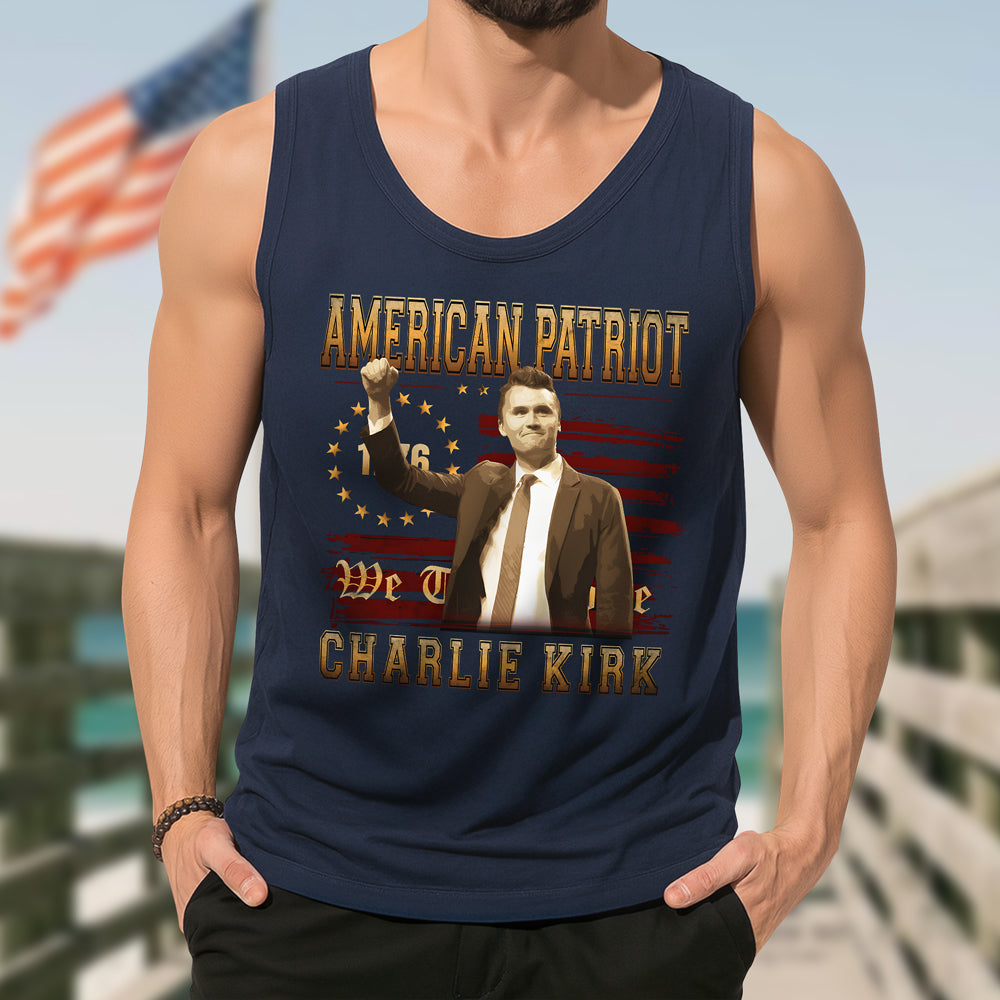 American Patriot Charlie Kirk RIP USA Flag Tanktop CH07 67362