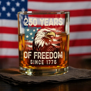 250 Years Of Freedom Since 1776 USA Bald Eagle America Flag Whiskey Glass HA75 897376