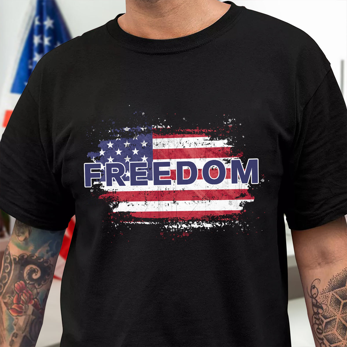 FREEDOM America Flag - Charlie Kirk Memorial Dark Shirt CH07 67586