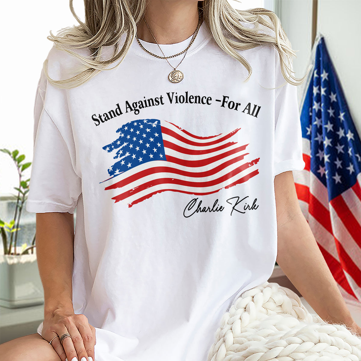 Stand Against Violence - For All Charlie Kirk Bright Shirt HA75 64544