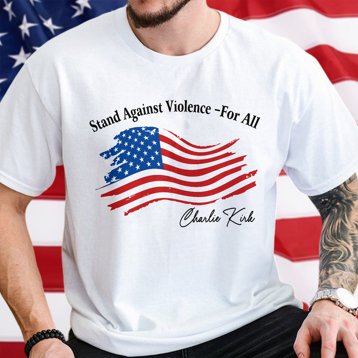 Stand Against Violence - For All Charlie Kirk Bright Shirt HA75 64544