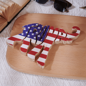 Donald Trump With US Flag Wood Sculpture HA75 62842