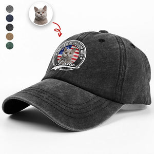 Custom Photo 250 Years Of Freedom With Dog Cat Washed Denim Baseball Cap HO82 894658