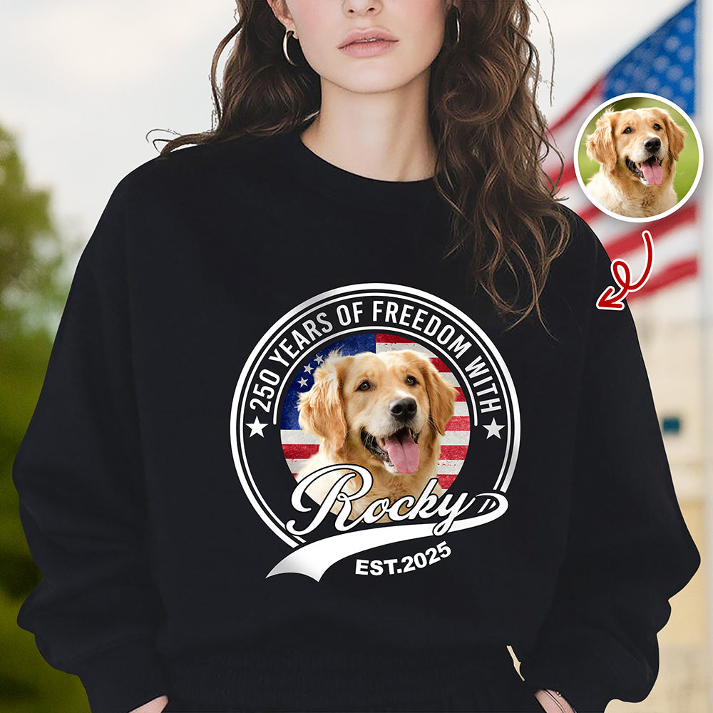Custom Photo 250 Years Of Freedom With Dog Cat Dark Shirt HO82 894656