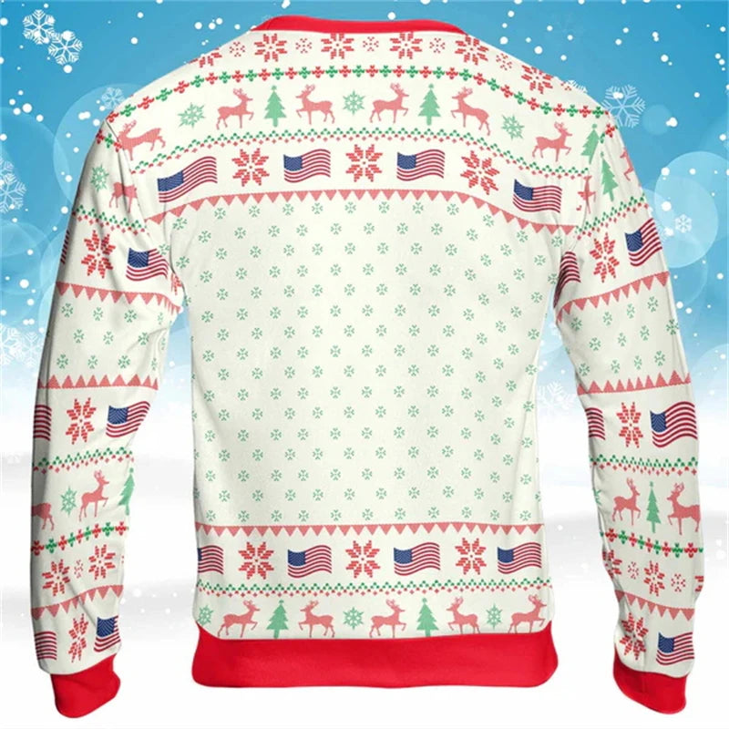 Ugly Christmas Sweater Women Man Funny 3D Printed Sweatshirts Men Trump Supporter Trump Christmas Gift Pullover Men's Clothing