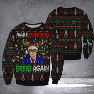 Women Man Ugly Christmas Sweater Funny Cute Trump 3D Printed Sweatshirts Men Support Trump Christmas Gift Sweater Coat Cheap Top