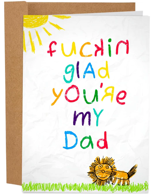Funny Father'S Day Card | Glad You Are My Dad Happy Father'S Day Greeting Card | Fathers Day Card from Kids Son Daughter | Birthday Card for Dad