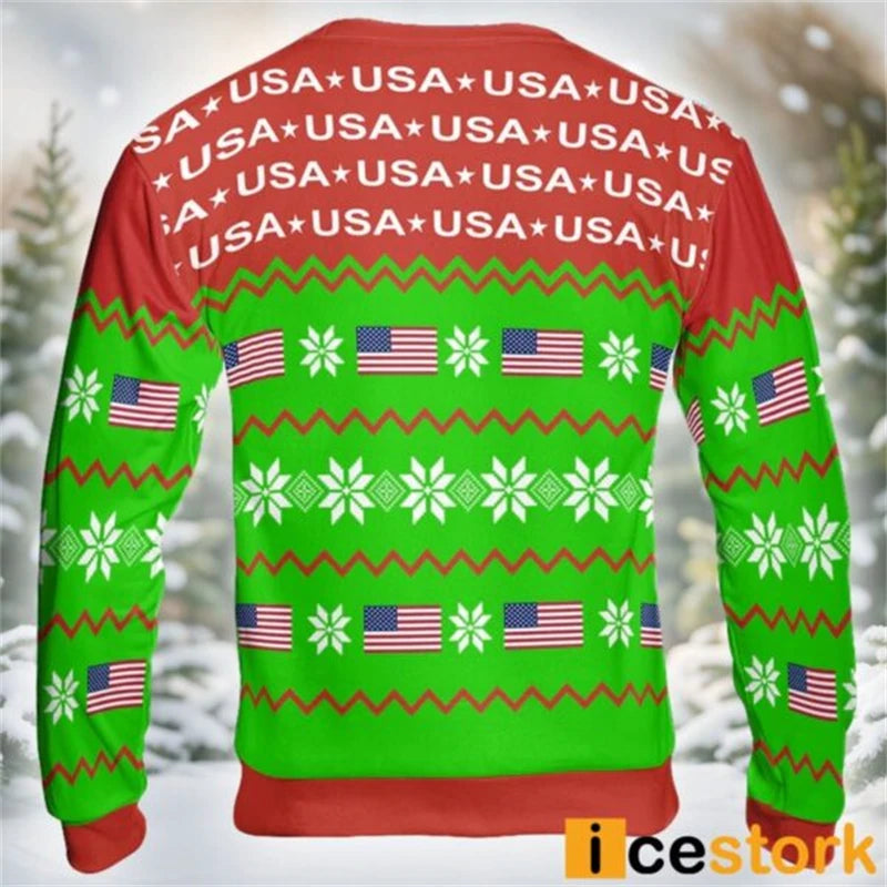 Ugly Christmas Sweater Women Man Funny 3D Printed Sweatshirts Men Trump Supporter Trump Christmas Gift Pullover Men's Clothing