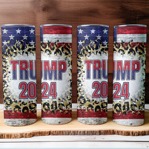 TRUMP 2024 USA Flag | Donald Trump Homage | Donald Trump Fan Skinny Tumbler C929 - GOP 62435