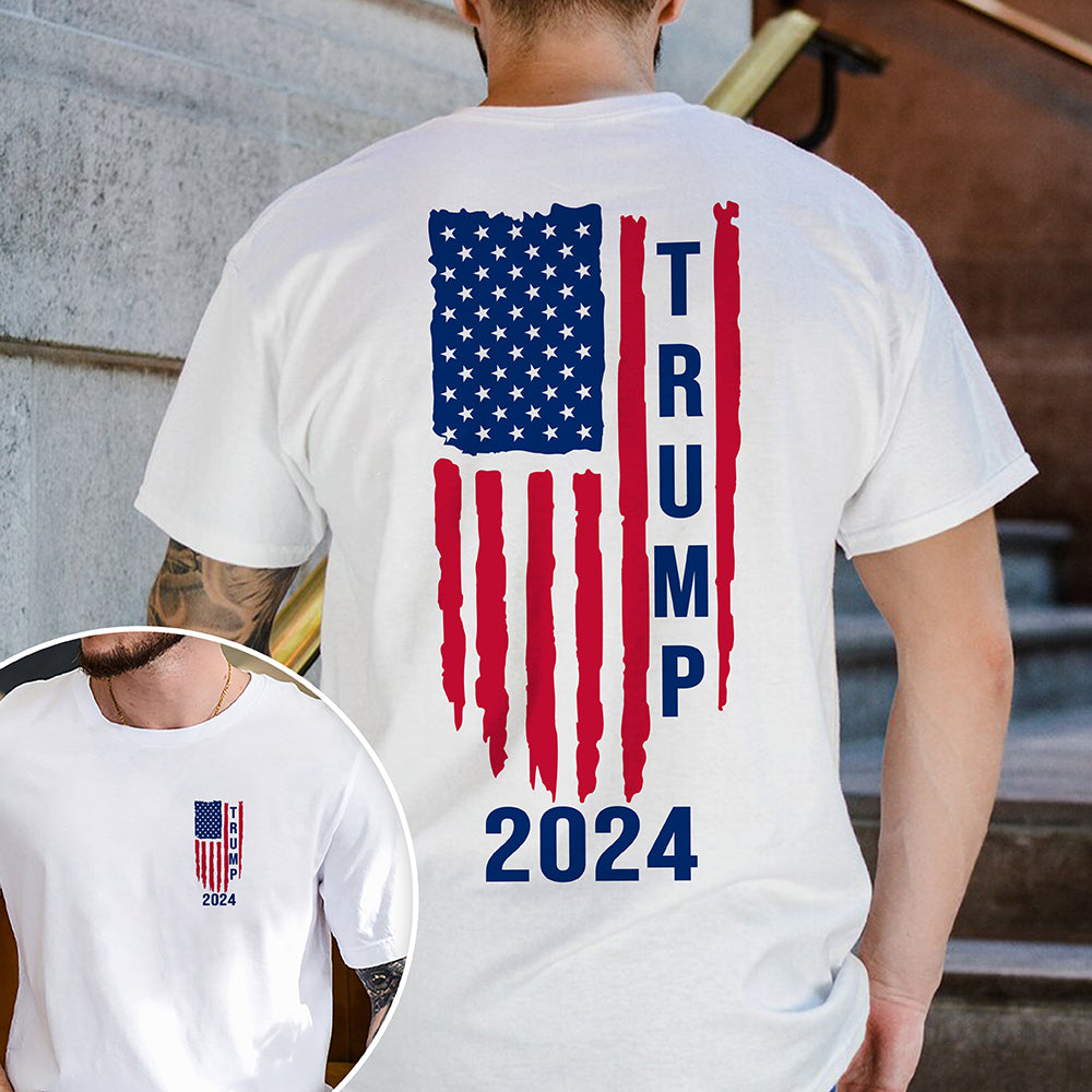 Trump 2024 With America Flag Shirt K228 62431 RWB Zone