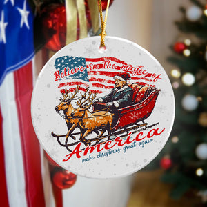 Believe The Magic Of America Trump Santa Ceramic Ornament HO82 65244