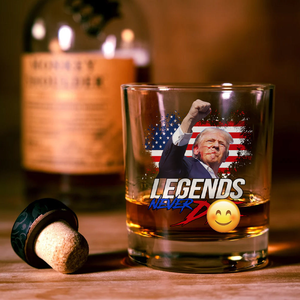 Donald Trump Legends Never D** Print Rock Glass HA75 63022