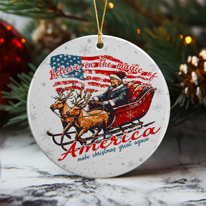 Believe The Magic Of America Trump Santa Ceramic Ornament HO82 65244