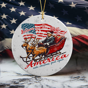 Believe The Magic Of America Trump Santa Ceramic Ornament HO82 65244