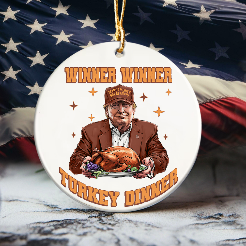 Trump Great Again Winner Turkey Dinner Ceramic Ornament LM32 63921