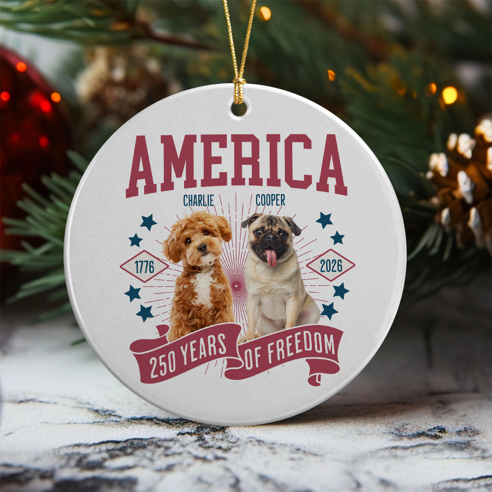 Custom Dog Photo America 250th Anniversary Eagle Ceramic Ornament LM32 895241