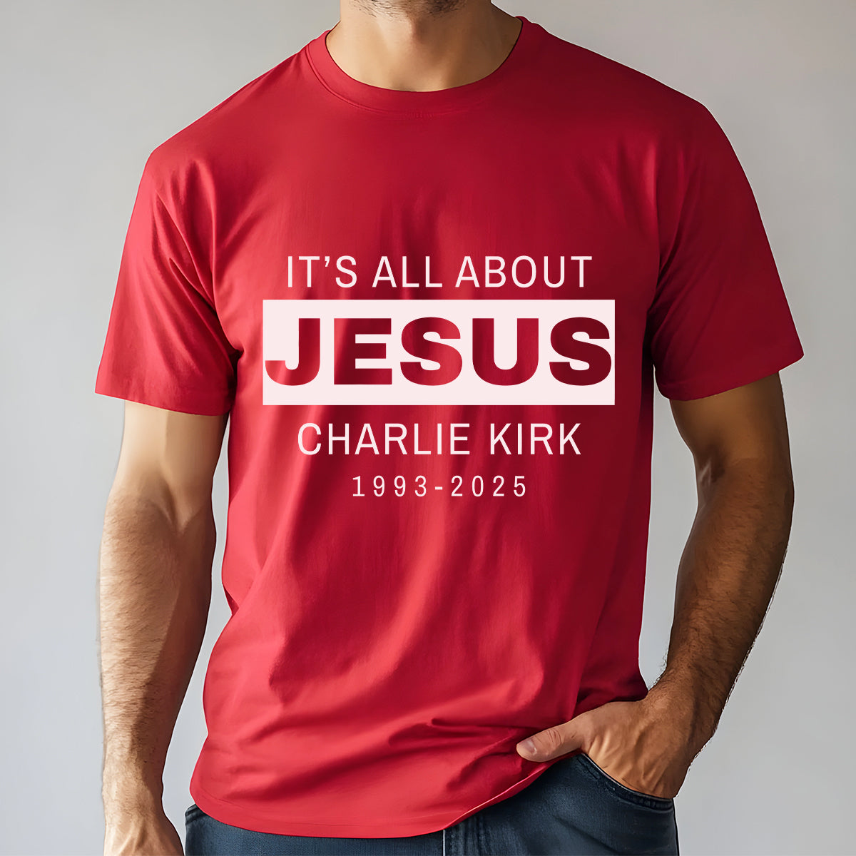 It's All About Jesus - Charlie Kirk 1993 - 2025 Memorial Dark Shirt LM32 65591