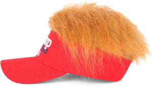 Trump 2024 Hat with Hair,Donald Trump Make America Great Again Wig Hat Embroidered Ultra Adjustable MAGA Baseball Cap